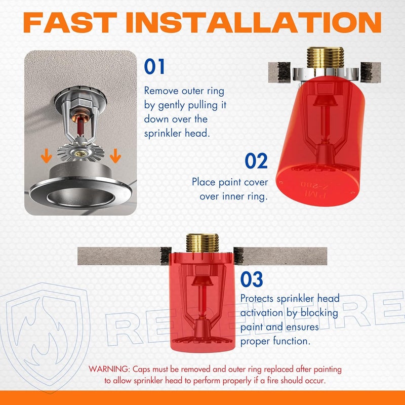 RepelFire Fire Sprinkler Head Paint Cover - Head Protector, Head Covers for Painting, Protection Covers for Ceiling Pop Out, Head Guard and Head Paint Protection for Covering Recessed Sprinkler Heads - 24 PK - Image 4